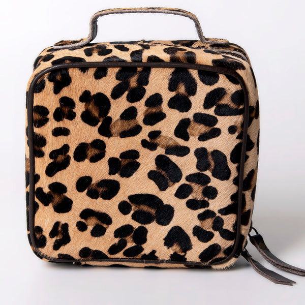 ADBGA312 American Darling Genuine Cowhide Jewelry Case - Brown & White Travel Box