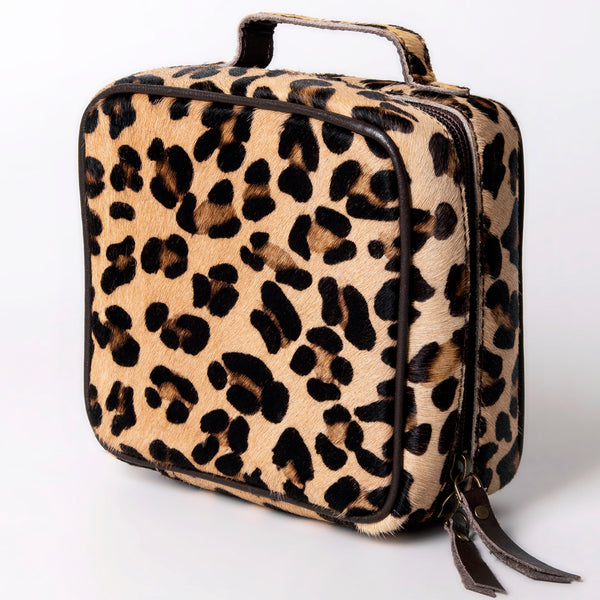 ADBGA312 American Darling Genuine Cowhide Jewelry Case - Brown & White Travel Box