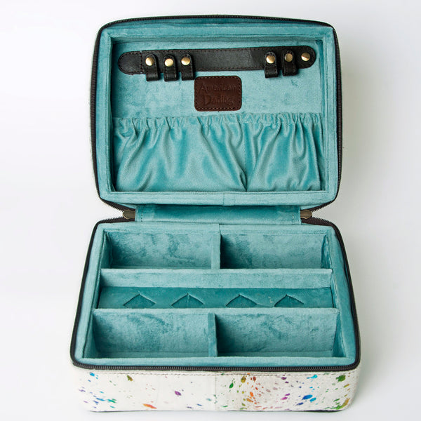 ADBGA315 American Darling Genuine Leather Hair-On Cowhide Travel Jewelry Case