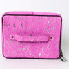 ADBGA315 Western Hair on Hide Jewelry Case Metallic Splatter Leather Travel Storage Organizer