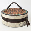 ADBGA317 American Darling Circular Hand Tooled Leather & Cowhide Jewelry Case