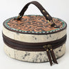 ADBGA317 American Darling Circular Hand Tooled Leather & Cowhide Jewelry Case