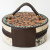ADBGA317 American Darling Circular Hand Tooled Leather & Cowhide Jewelry Case