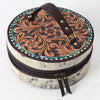 ADBGA317 American Darling Circular Hand Tooled Leather & Cowhide Jewelry Case