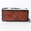 ADBGA318 American Darling Tooled Leather & Cowhide Floral Western Jewelry Case Box