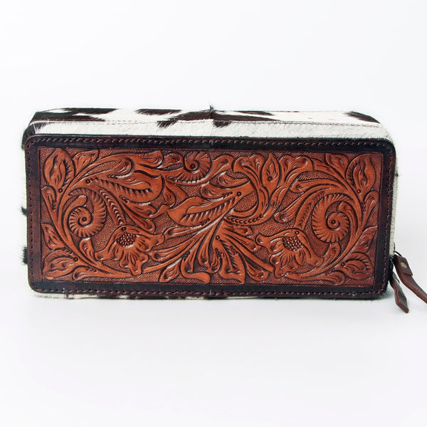 ADBGA318 American Darling Tooled Leather & Cowhide Floral Western Jewelry Case Box