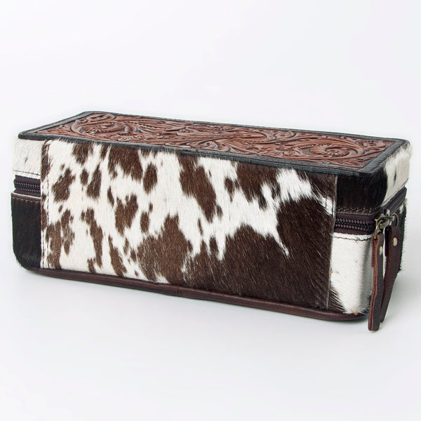 ADBGA318 American Darling Tooled Leather & Cowhide Floral Western Jewelry Case Box