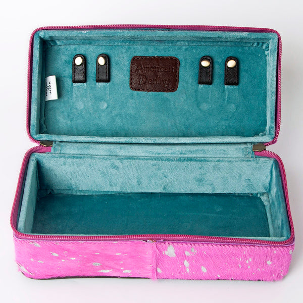 ADBGA318 American Darling Pink Paint Splatter Hair-On Cowhide Jewelry case