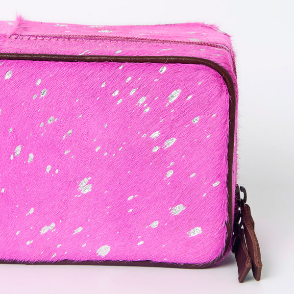 ADBGA318 American Darling Pink Paint Splatter Hair-On Cowhide Jewelry case