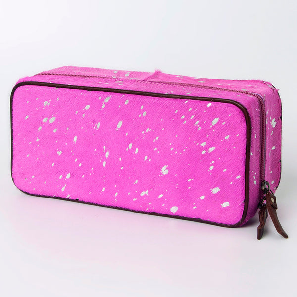 ADBGA318 American Darling Pink Paint Splatter Hair-On Cowhide Jewelry case