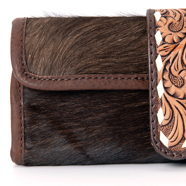 ADBGA319 American Darling Hand Tooled Leather & Hair-On Cowhide Travel Jewelry Case