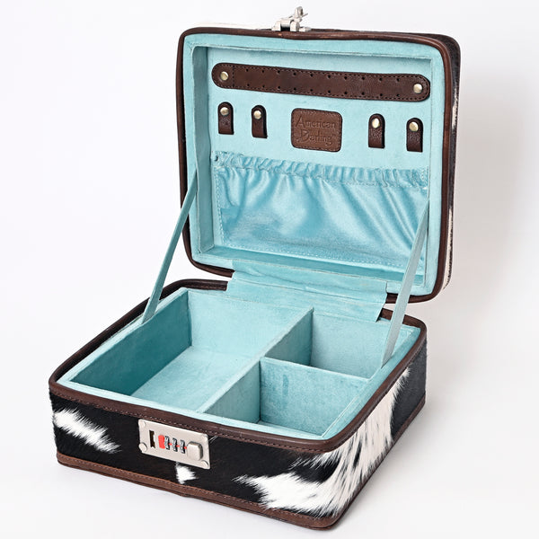 ADBGA321 American Darling Cowhide & Tooled Leather Western Jewelry Case With Lock