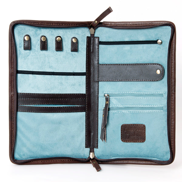 ADBGA323 American Darling Hand Tooled Leather Hair-On Cowhide Travel Jewelry Case