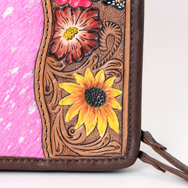 ADBGA323 American Darling Hand Tooled Leather Hair-On Cowhide Travel Jewelry Case