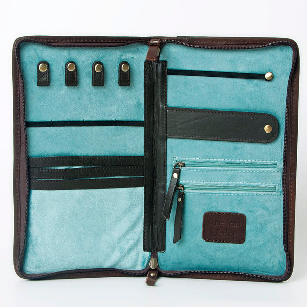 ADBGA323 American Darling Hand Tooled Leather Hair-On Cowhide Travel Jewelry Case