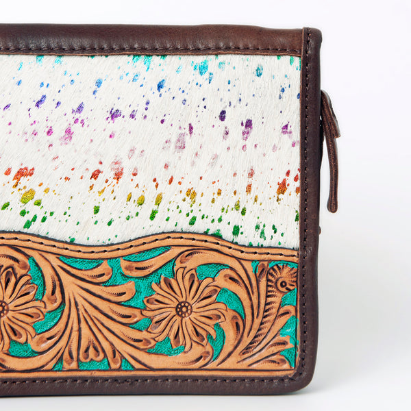 ADBGA323 American Darling Hand Tooled Leather Hair-On Cowhide Travel Jewelry Case