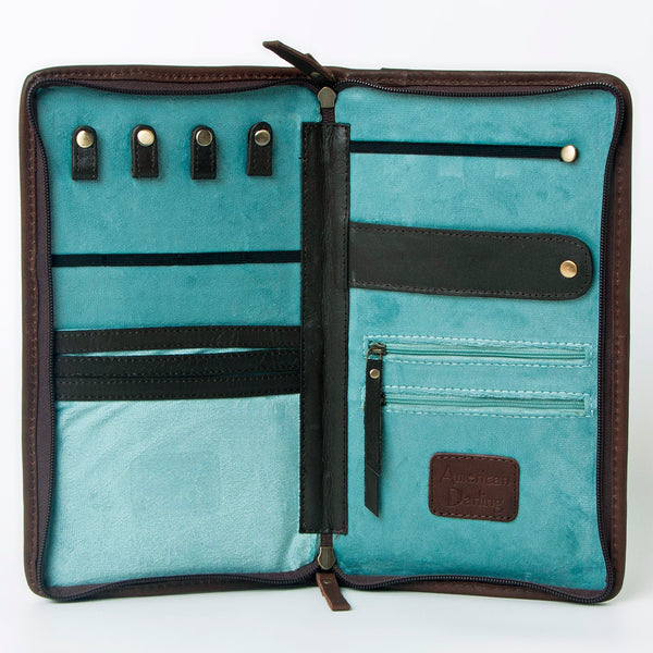 ADBGA323 American Darling Hand Tooled Leather Hair-On Cowhide Travel Jewelry Case