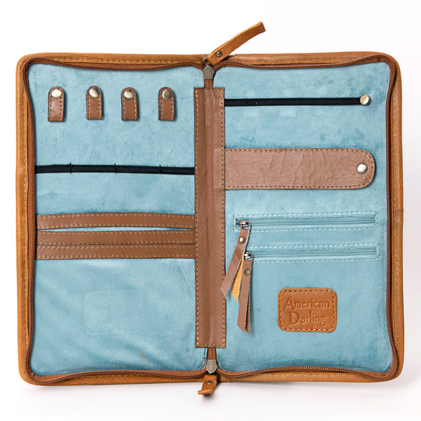 ADBGA323 American Darling Hand Tooled Leather Hair-On Cowhide Travel Jewelry Case