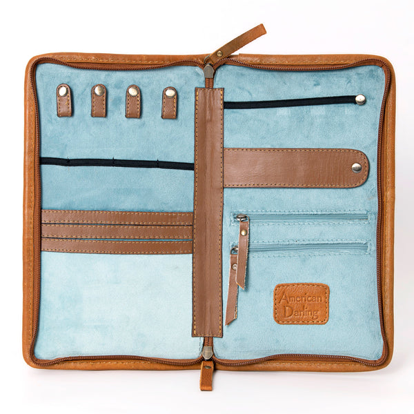 ADBGA323 American Darling Hand Tooled Leather Hair-On Cowhide Travel Jewelry Case