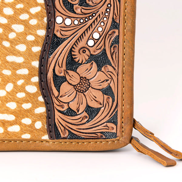 ADBGA323 American Darling Hand Tooled Leather Hair-On Cowhide Travel Jewelry Case