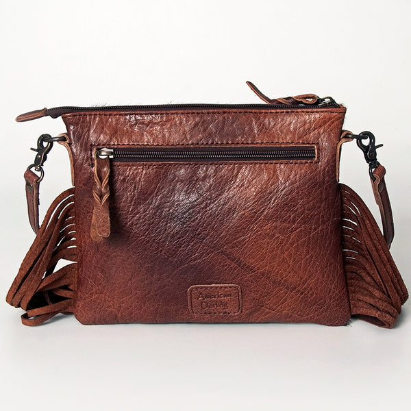 ADBG109 American Darling Hair-on Cowhide Western Leather Small Crossbody Bag with Fringe