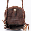 ADBGM338 Braided Leather Crossbody Bag with Stone Accent and Flap Closure