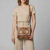 ADBGZ693 Hand-Tooled Leather Western Crossbody Bag - Floral Carving in Natural Tan