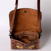 ADBGZ693 Hand-Tooled Leather Western Crossbody Bag - Floral Carving in Natural Tan