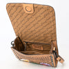 ADBGZ693 Hand-Tooled Leather Western Crossbody Bag - Floral Carving in Natural Tan