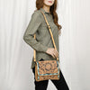 ADBGZ693 Hand-Tooled Leather Western Crossbody Bag - Floral Carving in Natural Tan