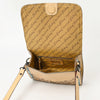 ADBGZ693 Hand-Tooled Leather Western Crossbody Bag - Floral Carving in Natural Tan