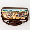 ADBGM112 Hand-Painted Leather Crossbody Clutch -Floral Western Design