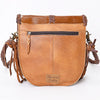ADBGM262 Hair-On Cowhide Fringe Messenger Bag - Turquoise Concho & Braided Leather