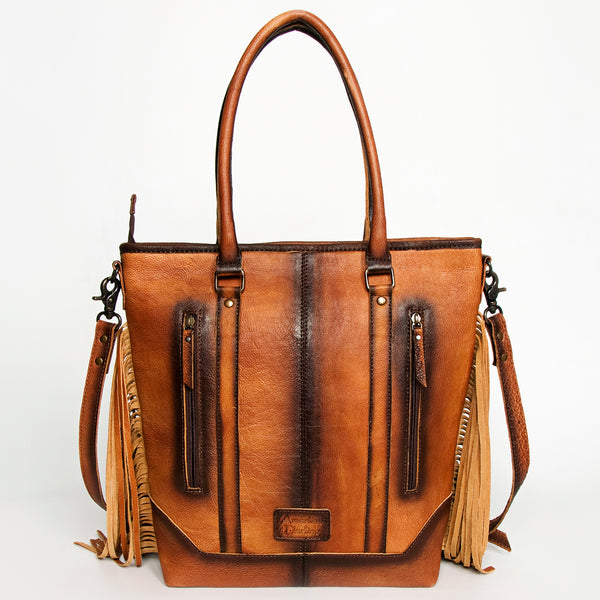 ADBG1030A American Darling Handwoven Saddle Blanket Tote Bag with Leather Fringe Western Boho Style