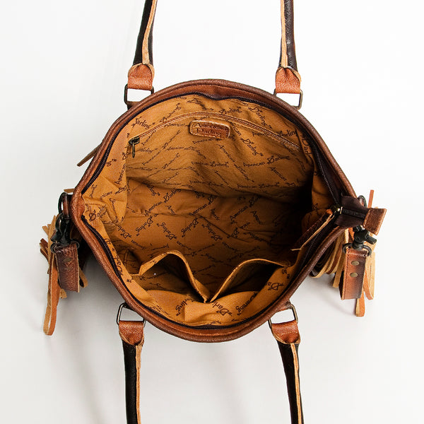 ADBG1030A American Darling Handwoven Saddle Blanket Tote Bag with Leather Fringe Western Boho Style