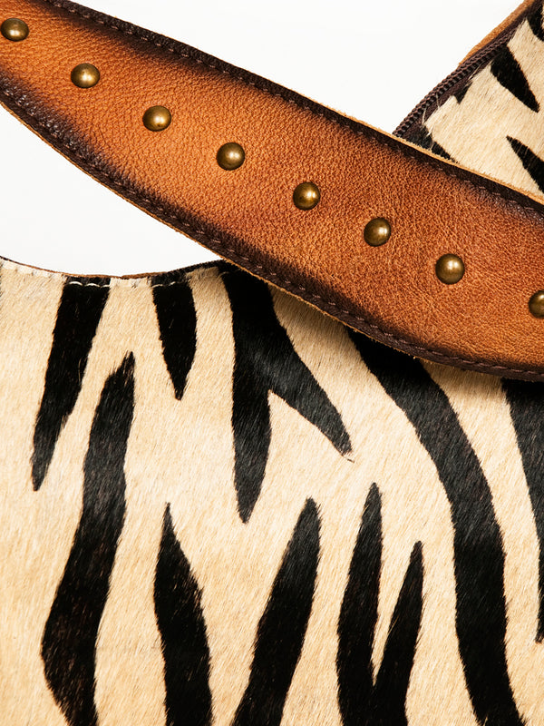 ADBG1031 American Darling Hair-On Cowhide Hobo Bag with Handwoven Saddle Blanket Sides Western Leather