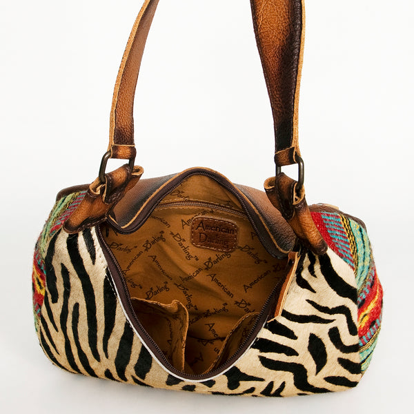 ADBG1031 American Darling Hair-On Cowhide Hobo Bag with Handwoven Saddle Blanket Sides Western Leather