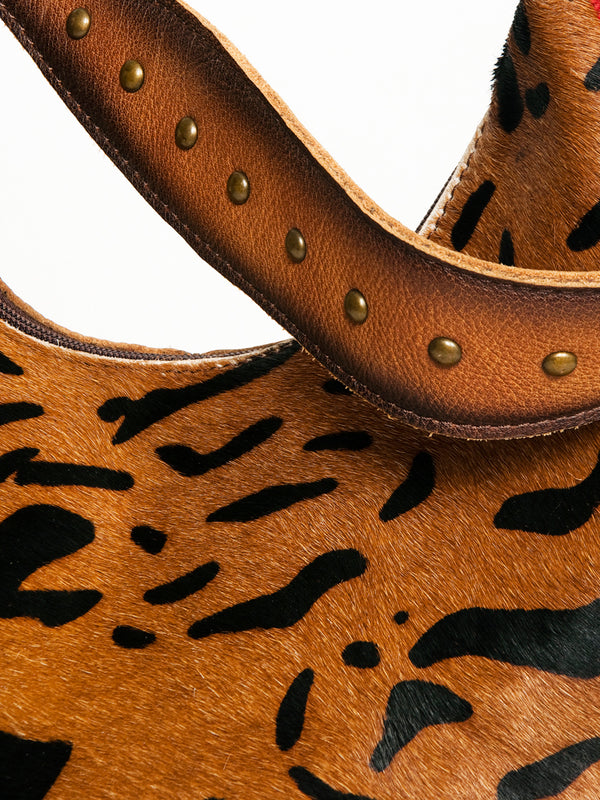 ADBG1031 American Darling Hair-On Cowhide Hobo Bag with Handwoven Saddle Blanket Sides Western Leather