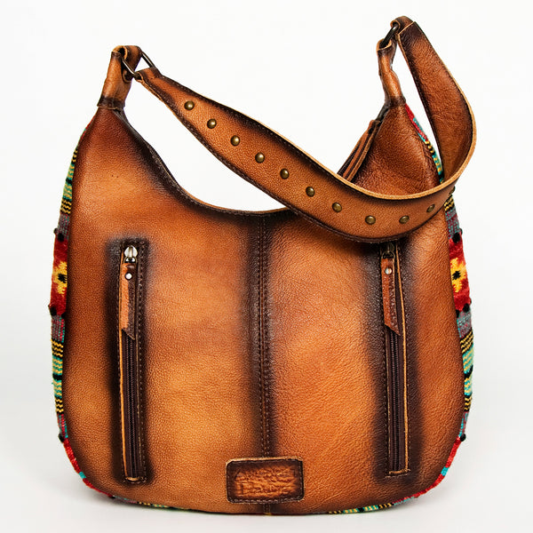 ADBG1031 American Darling Handwoven Saddle Blanket Hobo Bag Western Leather Shoulder Bag