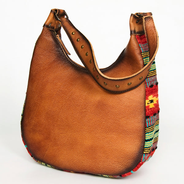 ADBG1031 American Darling Handwoven Saddle Blanket Hobo Bag Western Leather Shoulder Bag
