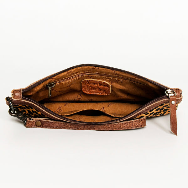 ADBG344 American Darling Western Leather Wristlet Bag with Printed Hair-On Cowhide