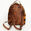 ADBGS156 Printed Cowhide Leather Backpack with Tooled Floral Pocket - Western Wild Style
