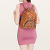 ADBGS156 Printed Cowhide Leather Backpack with Tooled Floral Pocket - Western Wild Style