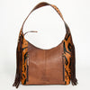 ADBG803 American Darling Western Leather Hobo Bag - Hand Tooled Cowhide & Fringe Purse