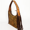 ADBG803 American Darling Western Leather Hobo Bag - Hand Tooled Cowhide & Fringe Purse