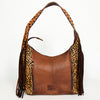 ADBG803 American Darling Western Leather Hobo Bag - Hand Tooled Cowhide & Fringe Purse