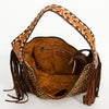 ADBG803 American Darling Western Leather Hobo Bag - Hand Tooled Cowhide & Fringe Purse
