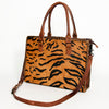 LC-ADBGS118 Western Tote Bag - Hair-On Leather with Whipstitch Trim & Detachable Strap