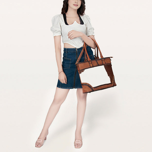 ADBG1034 American Darling Hair-On Cowhide Western Tote Bag Genuine Leather Shoulder Purse