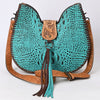 ADBG1039 American Darling Crocodile Embossed Hand Tooled Leather Western Crossbody Bag